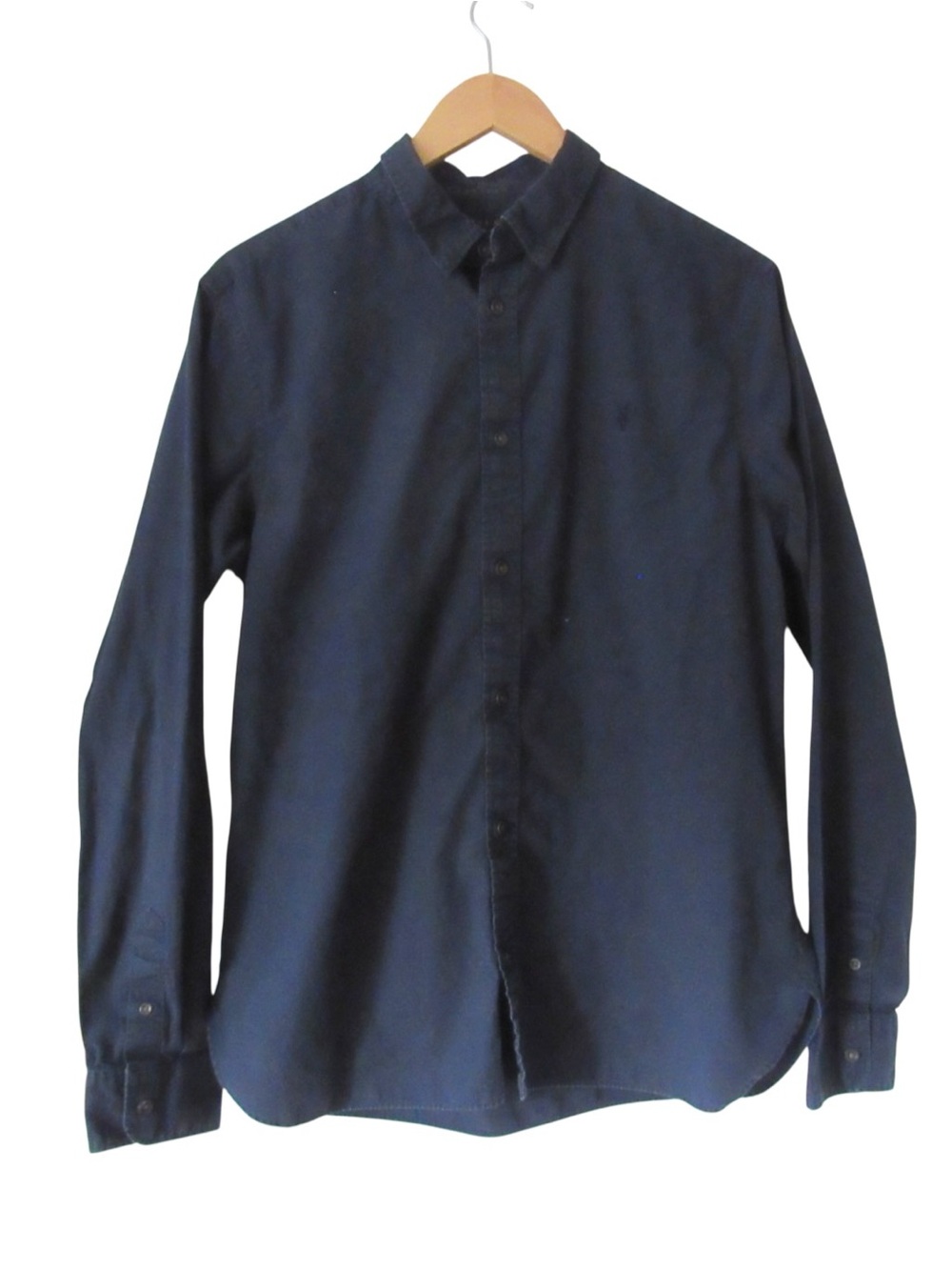 AllSaints Mens Riviera Long Sleeve Button Up Shirt Medium Navy Blue Classic